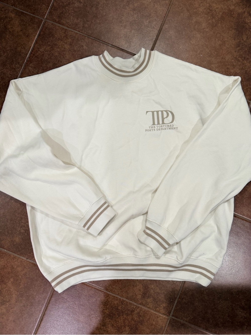 Taylor Swift TTPD Tortured Poets Department Cream Crewneck Sweater